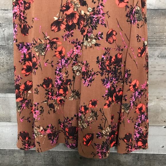 Mossimo Floral Tiered Tank Top Brown Blouse Choker Cutout Fairy Preppy Size S - Picture 4 of 9